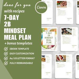 Modèle de livre électronique Canva, modèle de plan de repas 2B pour la perte de poids, modèles pour petites entreprises, modèle de recette, produit numérique dfy, plan de repas faible en glucides