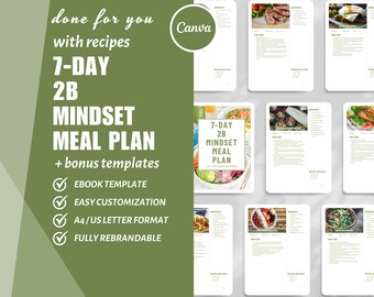 Weight Loss Recipe eBook Template: 2B Mindset Meal Plan (Canva)