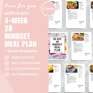 Modello eBook Canva, Modello piano pasti per la perdita di peso 2B, Modelli per piccole imprese, Modello ricetta, Prodotto digitale dfy, Piano pasti a basso contenuto di carboidrati
