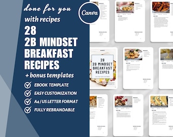 2B Mindset Recipe eBook Template: Canva Weight Loss Meal Plan (Digital Product)