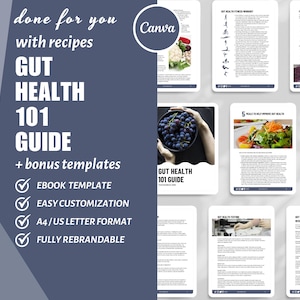 Gut Health Guide Nutrition Template Digestive Health Digestive System Gut Cleanse Leaky Gut Immune System Digital Download Canva Template