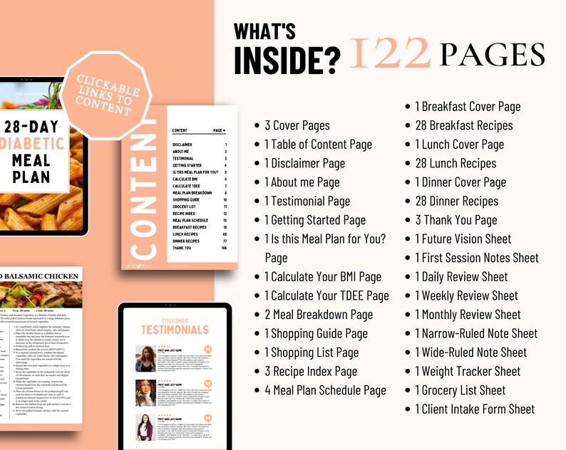 28 Day Diabetic Meal Plan Type 2 Diabetes Grocery List Type 1 Diabetes