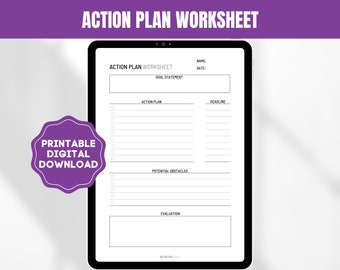 Digital Goal Action Plan Canva Worksheet Goal Action Plan Template Coaching Worksheet Plan of Action Template Printable Worksheet Goal Sheet