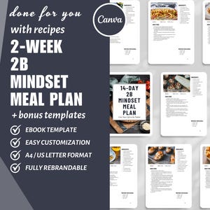 Modello eBook Canva, Modello piano pasti per la perdita di peso 2B, Modelli per piccole imprese, Modello ricetta, Prodotto digitale dfy, Piano pasti a basso contenuto di carboidrati