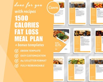 10-Day Fat Loss Meal Plan Template: Canva eBook (Digital Download)