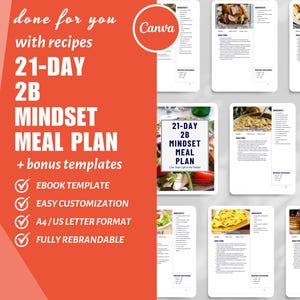 Modèle de livre électronique Canva, modèle de plan de repas 2B pour la perte de poids, modèles pour petites entreprises, modèle de recette, produit numérique dfy, plan de repas faible en glucides