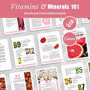 eBook Template Canva, Vitamins and Minerals, Small Business Templates, Health and Wellness, dfy Digital Product, Lead Magnet eBook