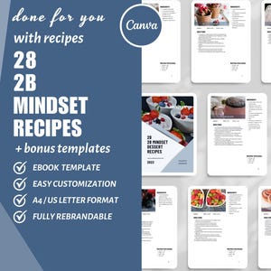 2B Mindset Recipe eBook Canva Template: Nutrition Coach (Digital Download)