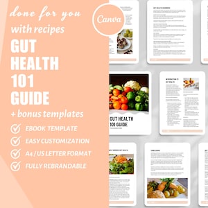 Gut Health Guide Digestive Health Coaching Resources Nutrition Template DFY Coaching Template Customizable Lead Magnet Gut Health Diet