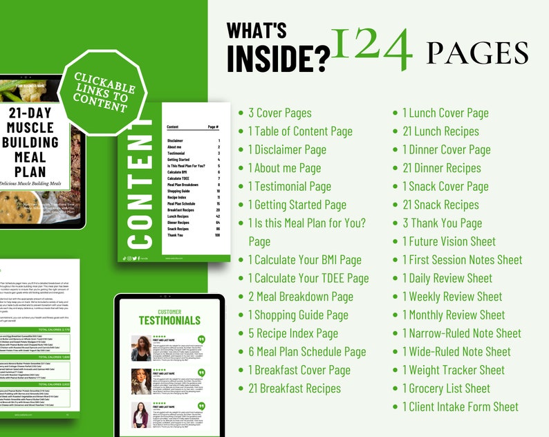 21-day Muscle Building Meal Plan Template Easy Recipe Cookbook Recipe ...