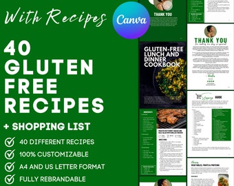 40 Gluten Free Recipes Cookbook Template for Health and Fitness Coaches, Recipe Book Template, White Label Recipes, Done For You Content