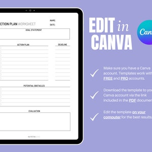 Digital Goal Action Plan Canva Worksheet Goal Action Plan - Etsy