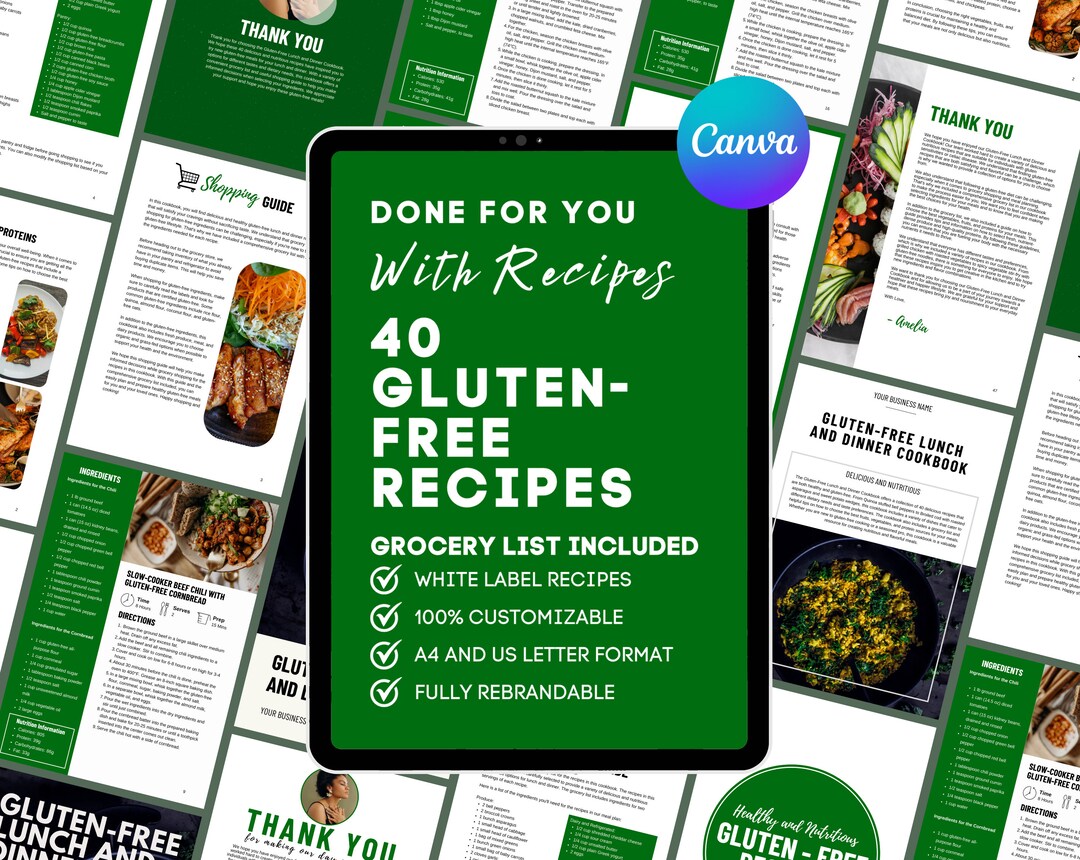 Gluten Free Meals Gluten Free Recipes E Book Template Canva Rebranding