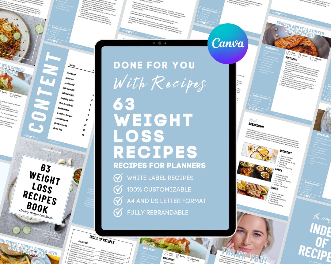 Weight Loss Recipes White Label Recipes Life Coaching Ebook Canva