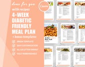 4-Week Diabetic Meal Plan Template: Recipes & Grocery List (Canva, Digital Download)
