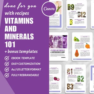 eBook Template Canva, Vitamine und Mineralstoffe, Small Business Templates, Ernährungscoach, dfy Digitales Produkt, Vitamine und Nahrungsergänzungsmittel