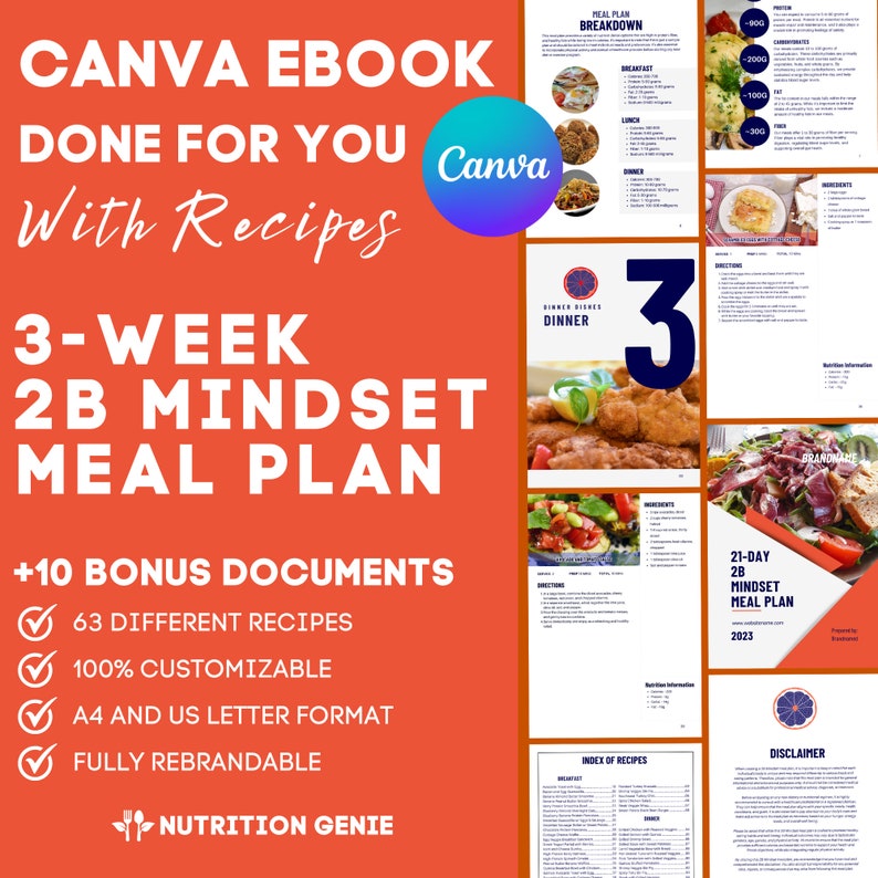 Ebook Template Canva, Weight Loss 2B Meal Plan Template, Small Business