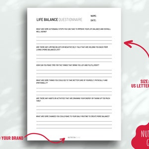 Life Balance Questionnaire Client Template Canva Questionnaire Template ...