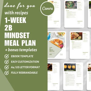 Modèle de livre électronique Canva, modèle de plan de repas 2B pour la perte de poids, modèles pour petites entreprises, modèle de recette, produit numérique dfy, plan de repas faible en glucides