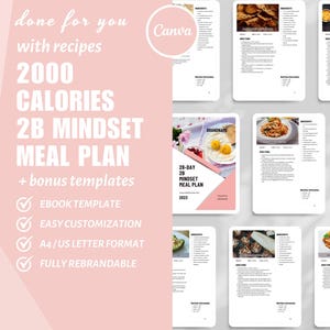 Modèle de livre électronique Canva, modèle de plan de repas 2B pour la perte de poids, modèles pour petites entreprises, modèle de recette, produit numérique dfy, plan de repas faible en glucides