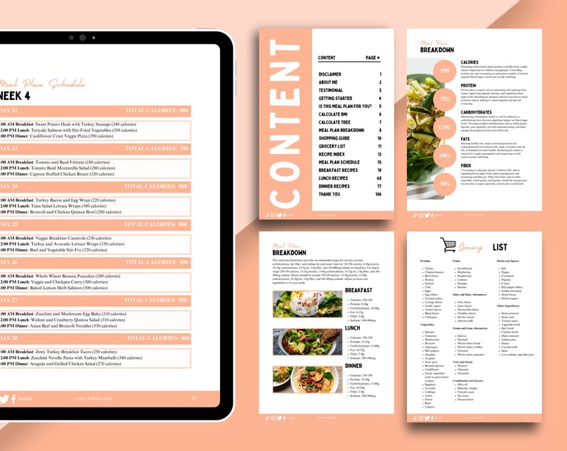 28 Day Diabetic Meal Plan Type 2 Diabetes Grocery List Type 1 Diabetes