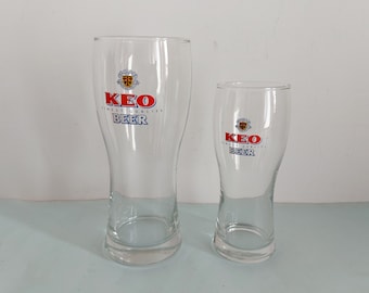 Keo Beer Glass - Pint and Half Pint Set - Vintage Advertising Glasses - Home Decor - Gifts and Collectibles