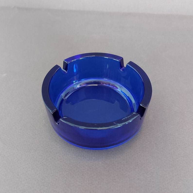Blue Glass Ashtray Cigars Cigarette Ash Tray Vintage Novelty Etsy