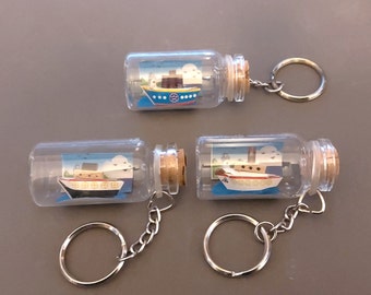 Ship In A Glass Bottle Keychain Keyring Vintage Novelty Gifts