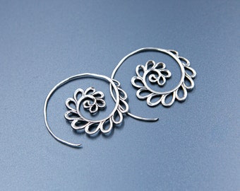 Sterling silver spiral hoops Earrings,