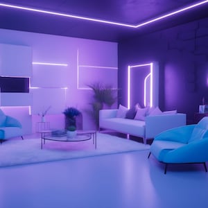 Neon Zoom Virtual Background, Spacious Zoom Meeting Backdrop