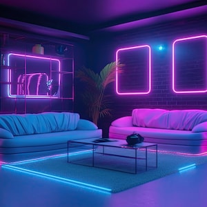 Neon Zoom Virtual Background, Spacious Zoom Meeting Backdrop