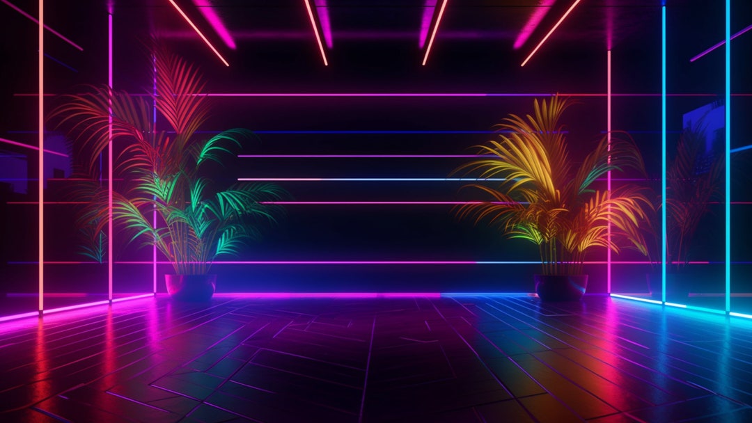 Neon Zoom Virtual Background, Spacious Zoom Meeting Backdrop - Etsy Canada