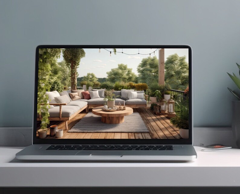 Zoom Outdoor Patio Backgrounds, Digital Backdrops for Your Next Zoom