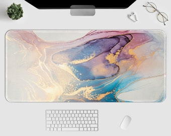 Colorful Marble Pattern Desk Mat, Gaming Mouse Pad Luxury Abstract Fluid Art Painting Large Mousepad Office Desk Accessories Decor Gift