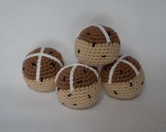 Mini Hot Cross Bun Crochet Pattern | digital pattern | instant download | Easter crochet pattern | food crochet pattern |
