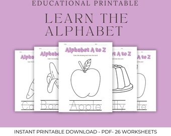 Explore the English Alphabet: Educational Poster for Kids classroom 26 Worksheets A to Z coloring Kids Early literacy ABC Learn the alphabet