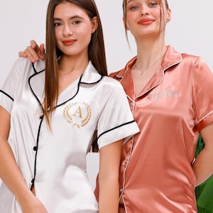 Custom Satin Bridesmaid Pajama Set: Personalized Bridal Party Gift