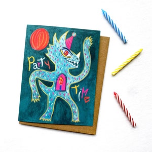 Triceratops bunt Dinosaurier Geburtstagskarte fun Monster Grußkarte Partytime für Kinder Geburtstagskarte Feier Grußkarte petrol