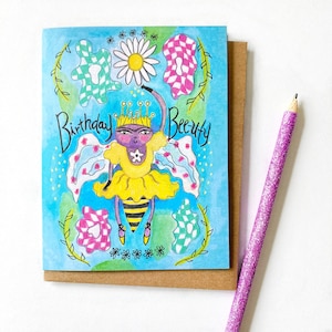 Ballerina-Bienen-Frühlings-Geburtstagskarte
