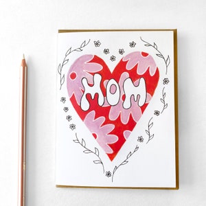 mom floral heart mothers day card