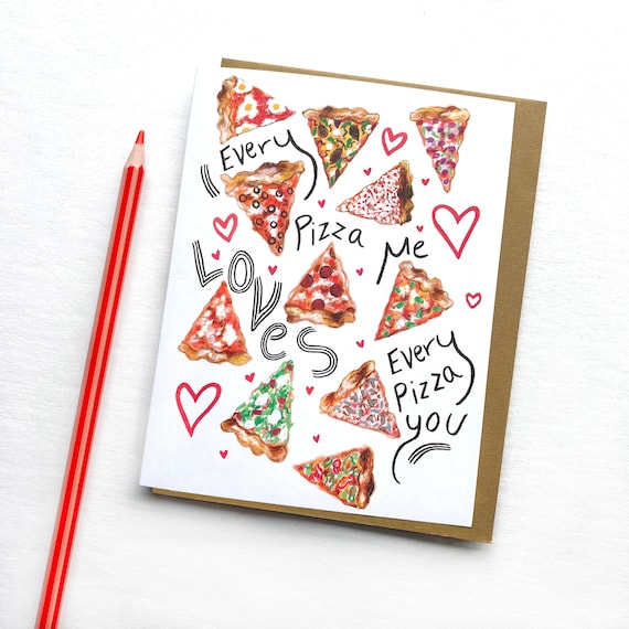 Pizza Love Anniversary Card, Funny Foodie Valentine