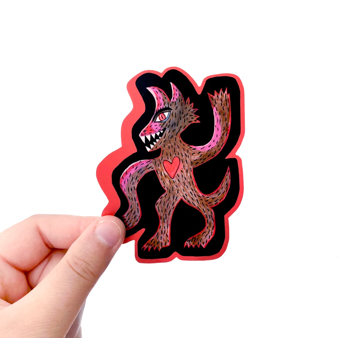 Red Love Wolf Sticker Werewolf Vinyl Sticker Lycanthrope Etsy