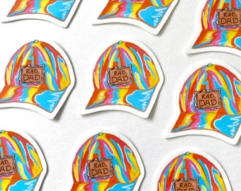 Rad dad sticker fathers day gift for dad baseball hat rainbow 1990s retro