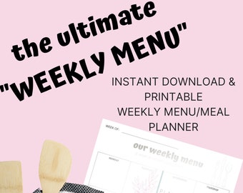 Printable Weekly Menu - Meal Planner Digital Download + Printable