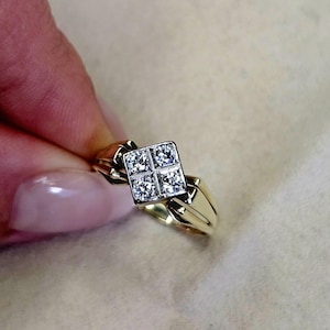 Vintage 14K Yellow Gold Diamond Ring: Engagement Jewelry