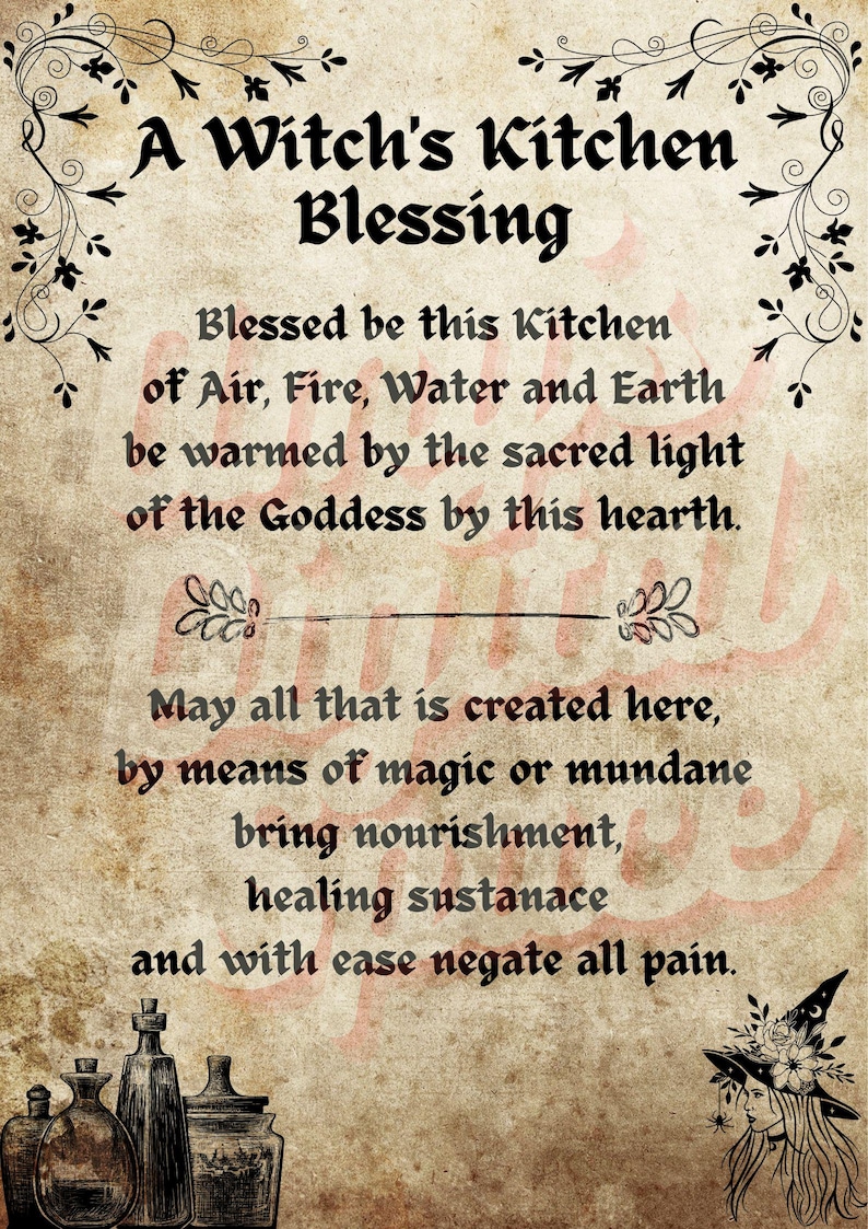 Custom Personalized Witch Canvas - Gift Idea For Halloween/ Witch/ Wicca - A Witch's Kitchen Blessing main image 1