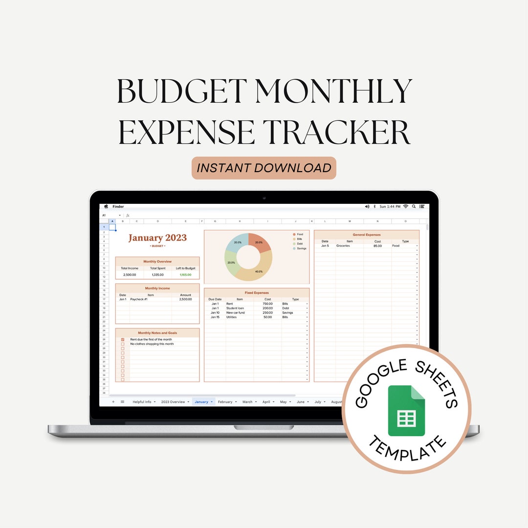 Yearly Budgeting + Monthly Expense Tracker | Blush | Google Sheets ...