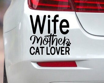 Sticker: Wife Mother Cat Lover | Aufkleber | versch. Farben **Info in der Beschreibung