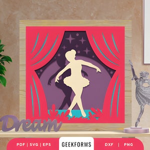 Ballerina 3D Scherenschnitt I Kinderzimmer Zeichnung I Kinderzimmer Deko Junge I Kinderzimmer Dekoration Mädchen I Illustrationen I 3D Schattenbox