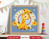 Baby Giraffe 3D Shadow Box Paper Cut, giraffe shadow box, baby giraffe svg, 3d shadow box svg, giraffe svg, diy baby shower gift